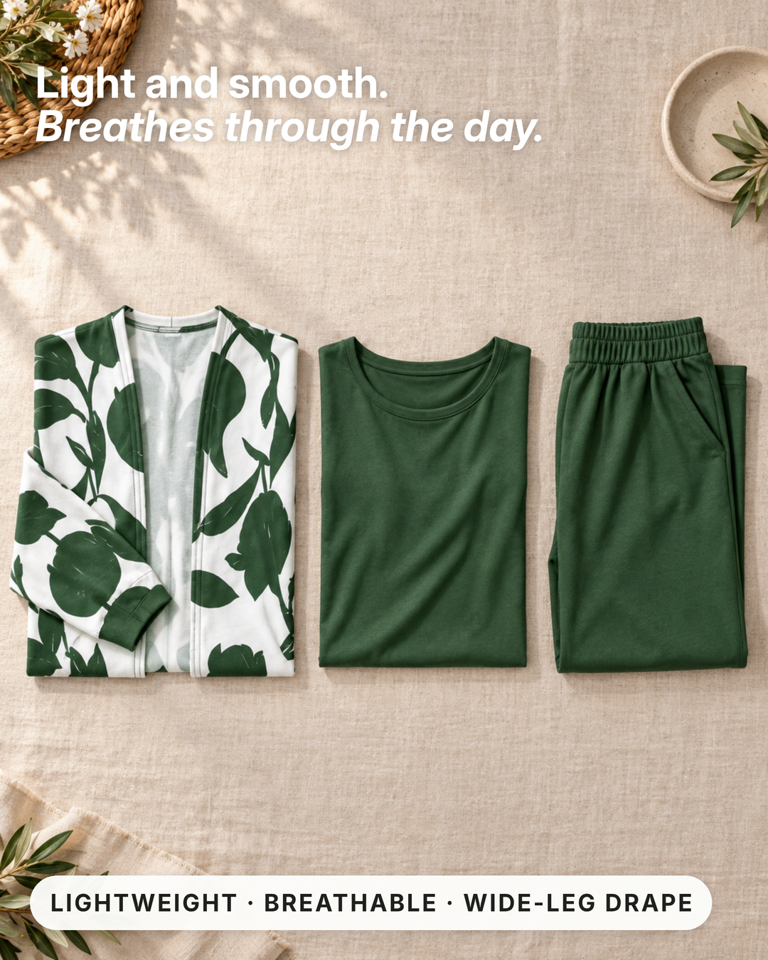 Kris | Earth-Tone Three-Piece Set fabric close-up