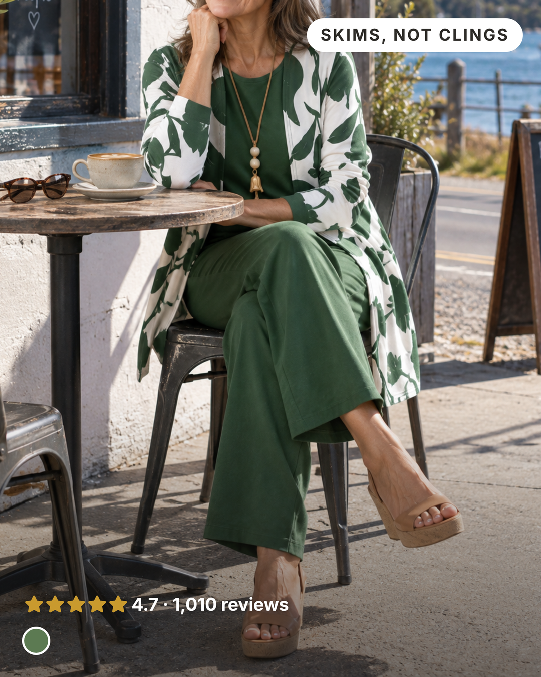 Kris | Earth-Tone Three-Piece Set in green & white