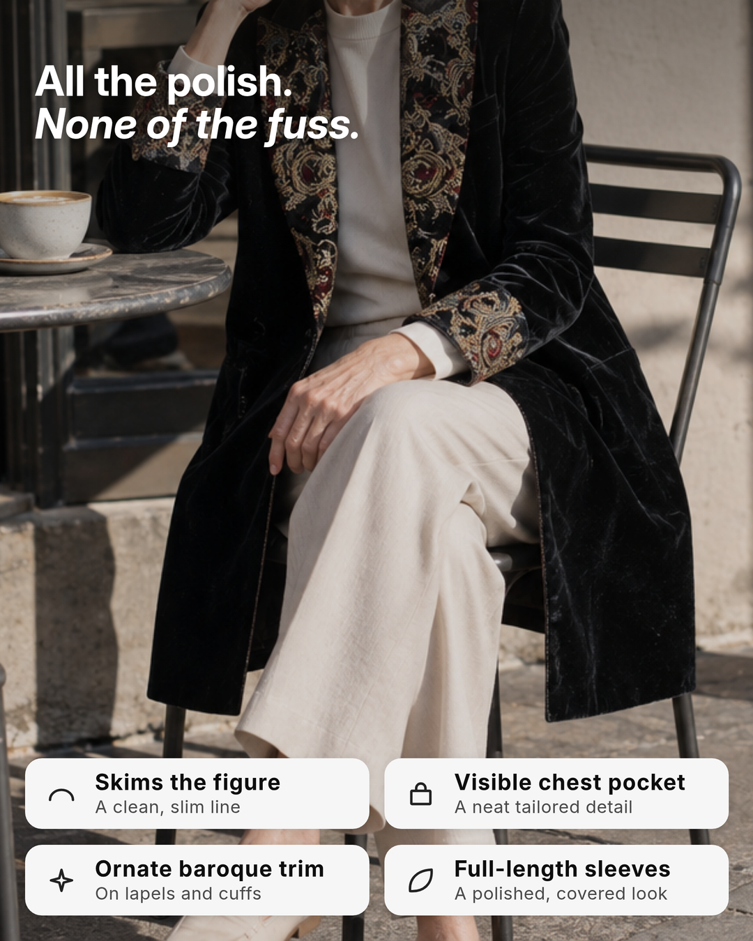 Krystal | Baroque-Trim Tailored Blazer benefits