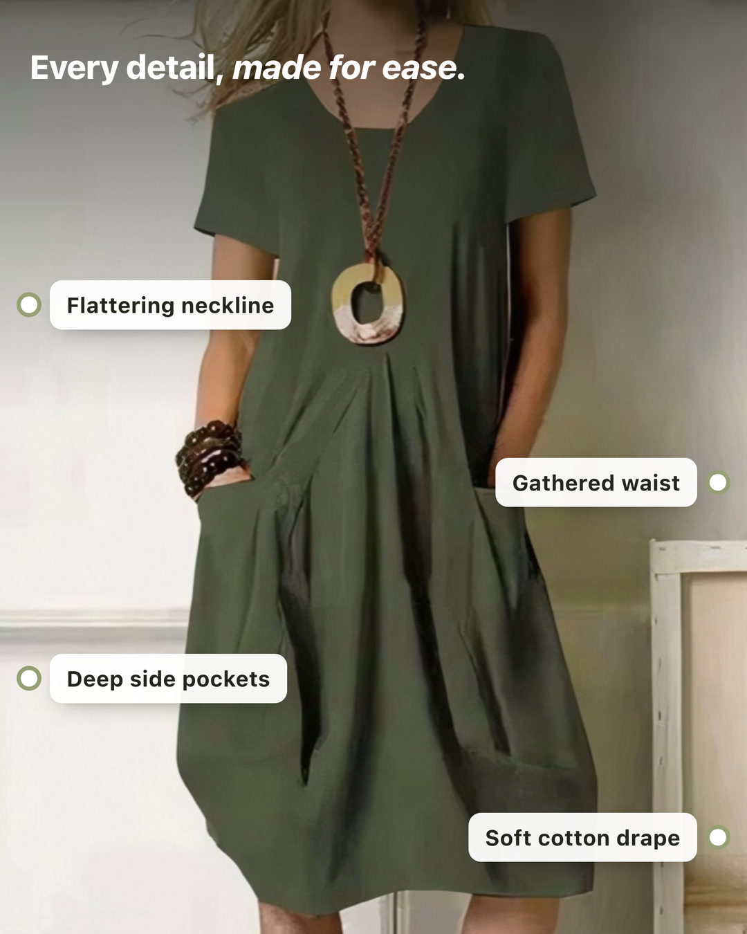 Janice | Relaxed Cotton Knee-Length Dress