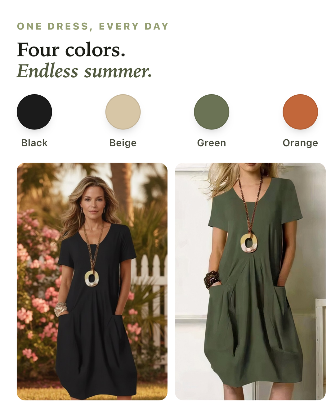 Janice | Relaxed Cotton Knee-Length Dress