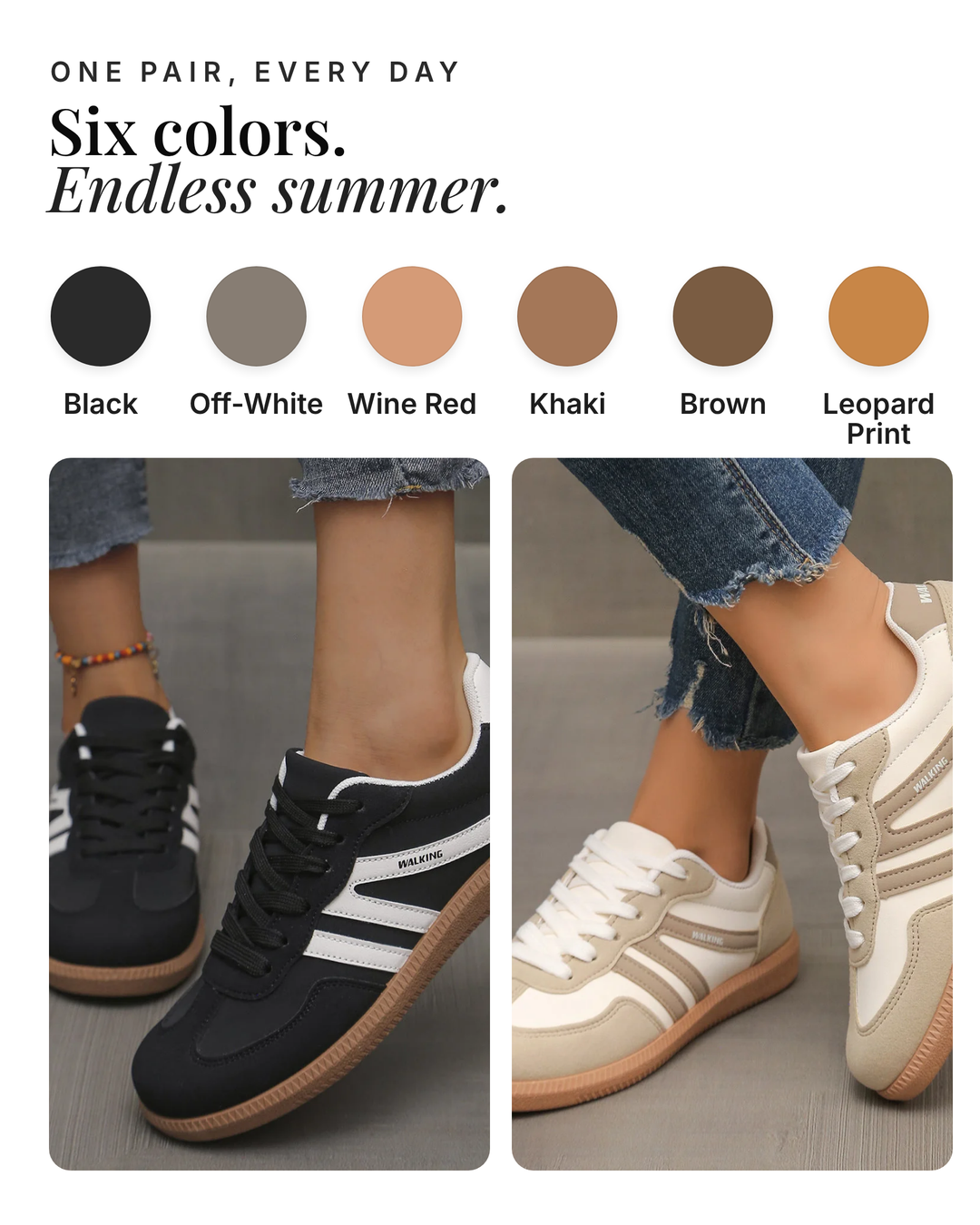 Layla | Comfort Trainer available in 6 colours: black, off-white, wine red, khaki, brown, leopard print