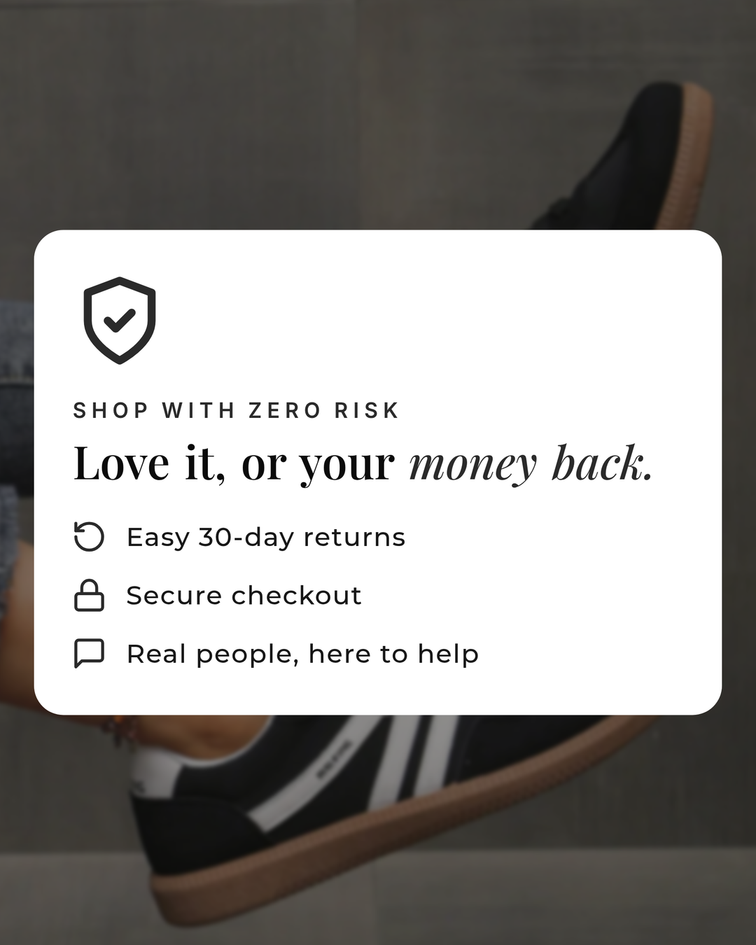 Layla | Comfort Trainer money-back guarantee