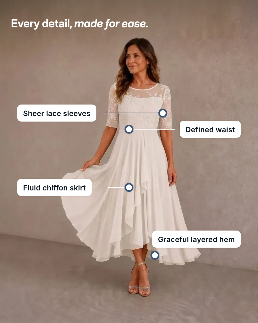 Leala | Chiffon Hem Lace Dress details