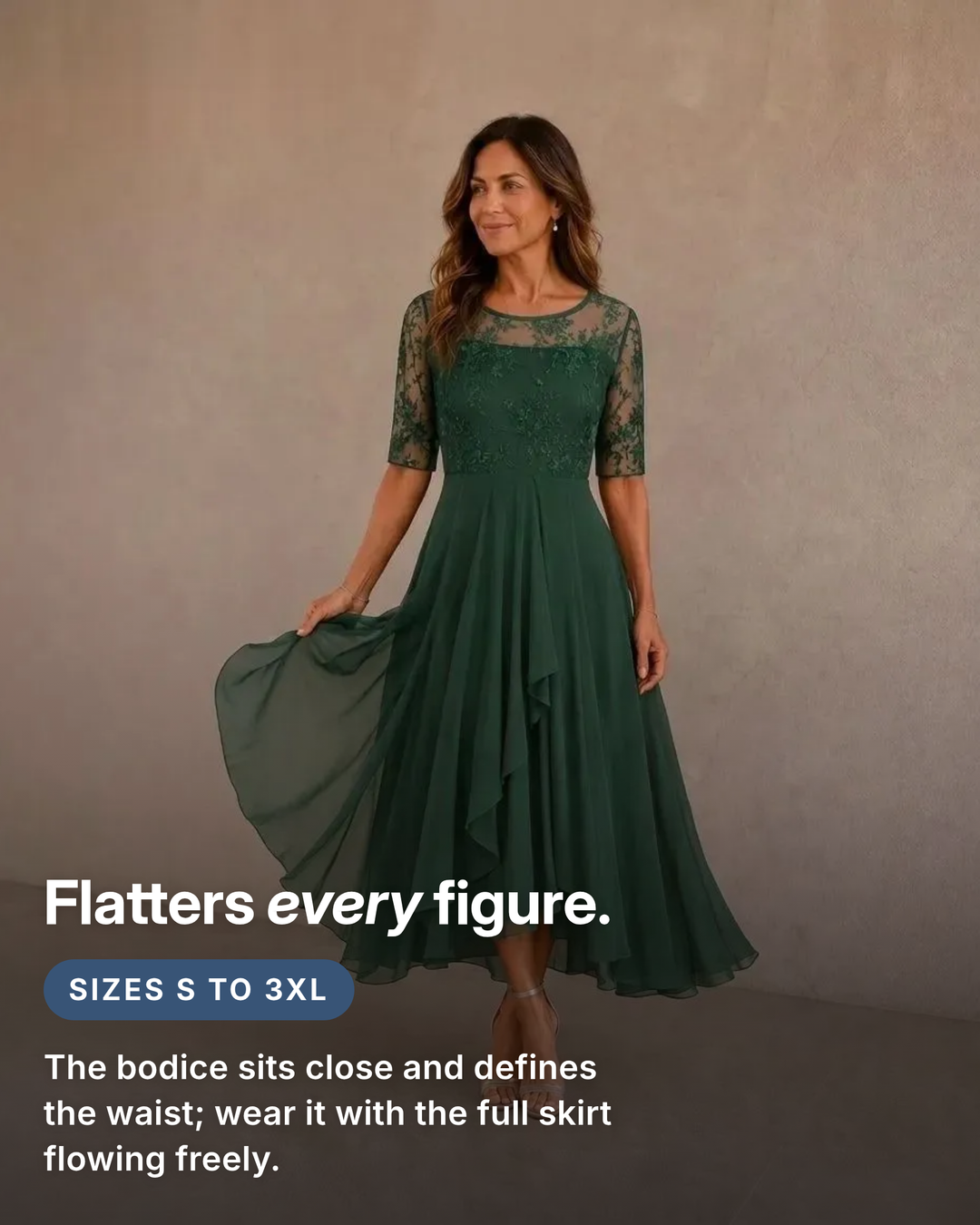 Leala | Chiffon Hem Lace Dress fit and sizes