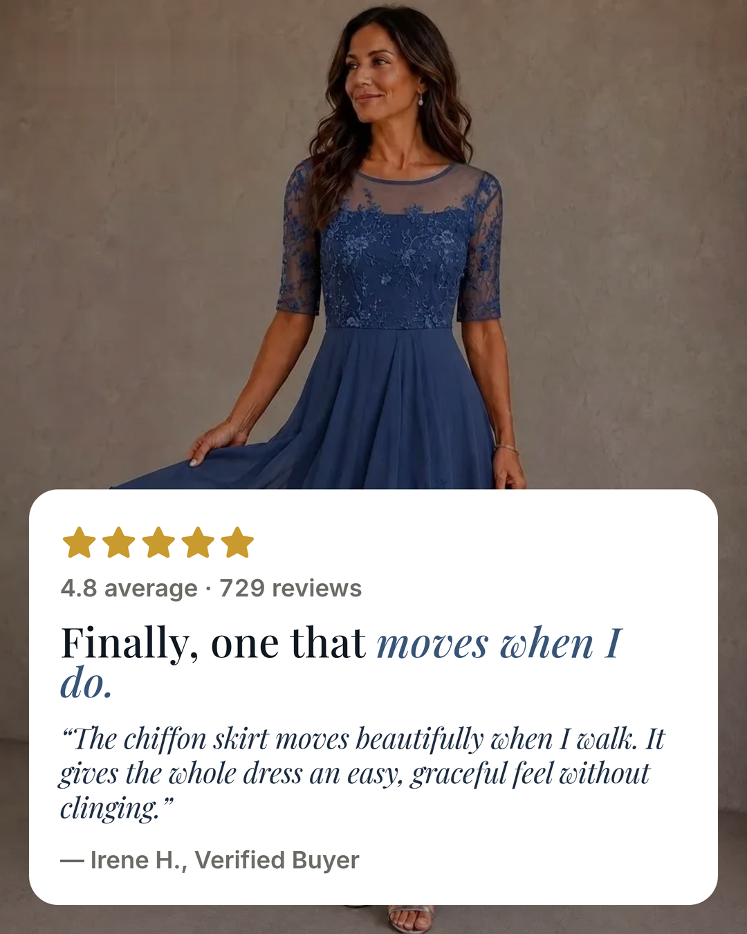 Leala | Chiffon Hem Lace Dress five star customer review