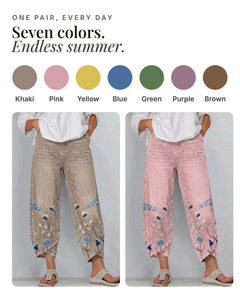 Lillis | Casual Comfort Trousers available in 7 colours: khaki, pink, yellow, blue, green, purple, brown