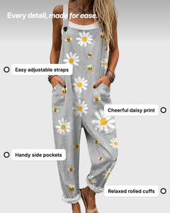 Linda | Ditsy Floral Dungarees details