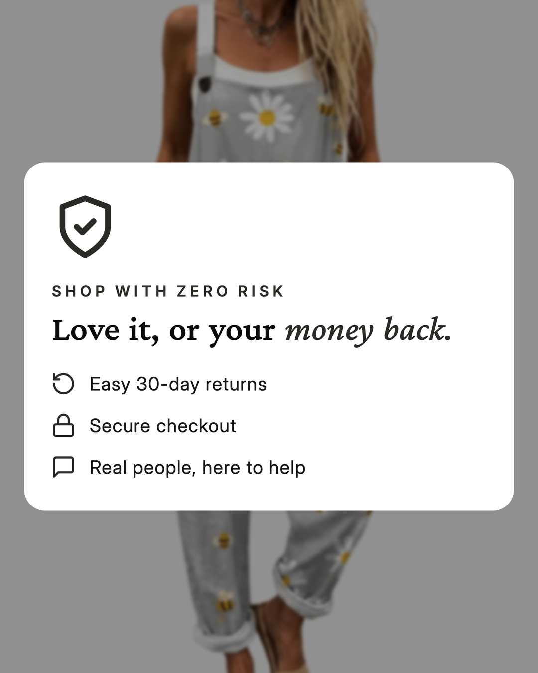 Linda | Ditsy Floral Dungarees money-back guarantee