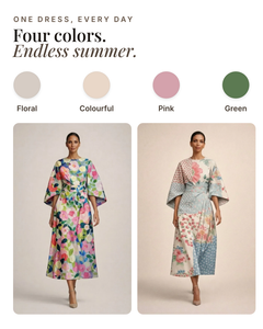 Linnea | Floral Soft-Touch Midi Dress available in 4 colours: floral, colourful, pink, green
