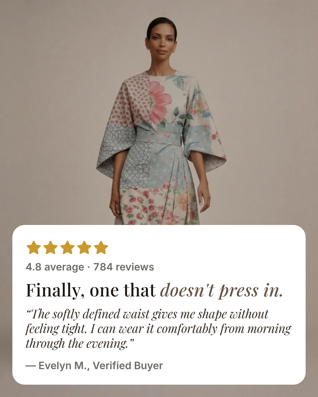 Linnea | Floral Soft-Touch Midi Dress five star customer review