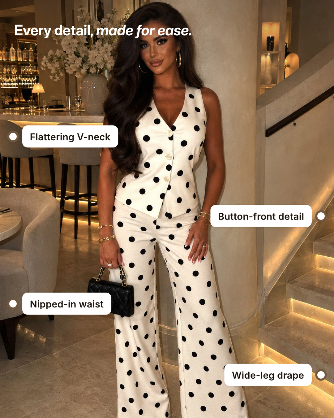 Lois | Cream Spot Co-Ord Set details