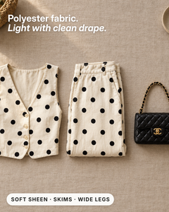 Lois | Cream Spot Co-Ord Set fabric close-up