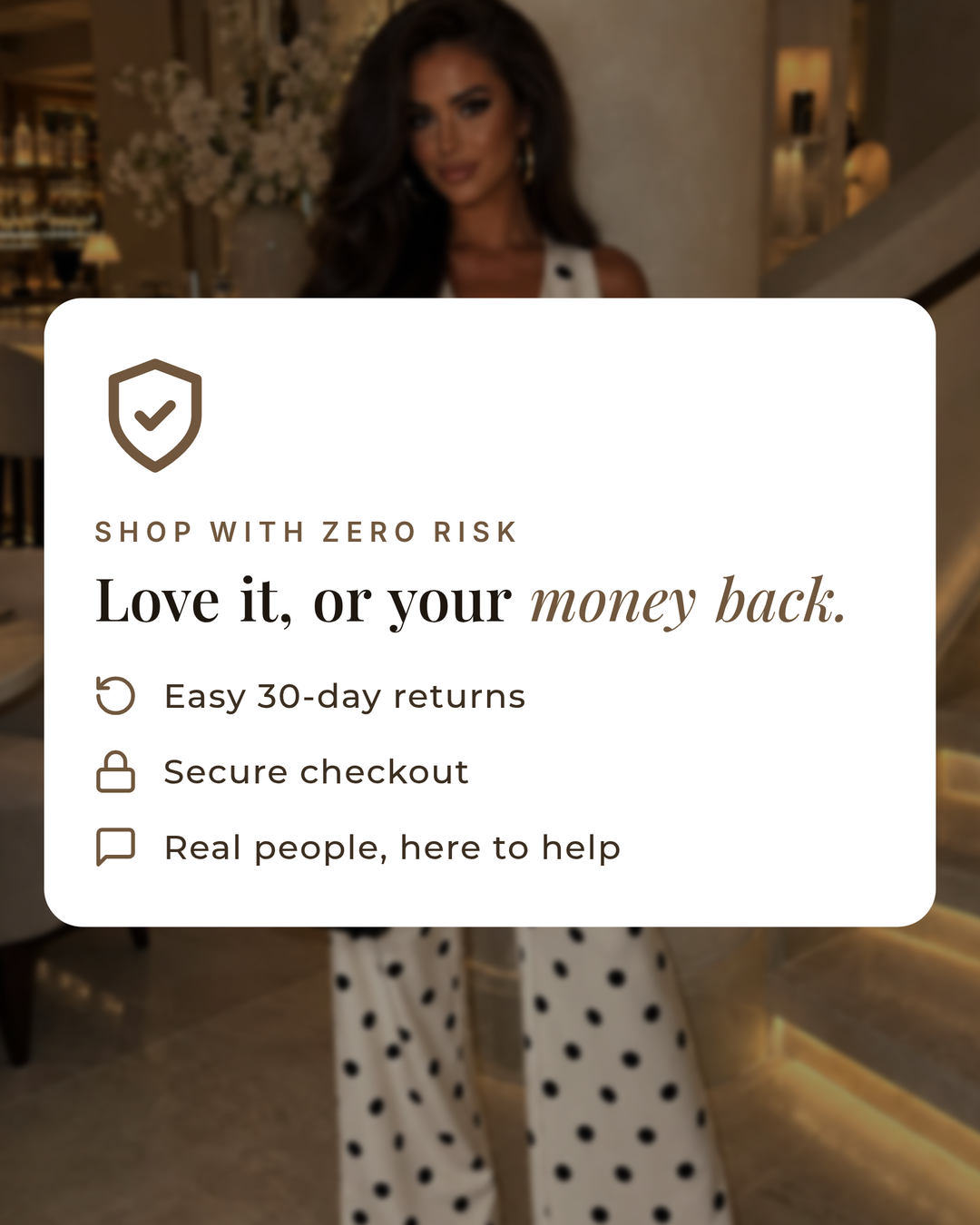 Lois | Cream Spot Co-Ord Set money-back guarantee