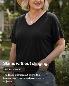 Lorrie | Soft V-Neck Dolman Tee 3-Pack fit and sizes