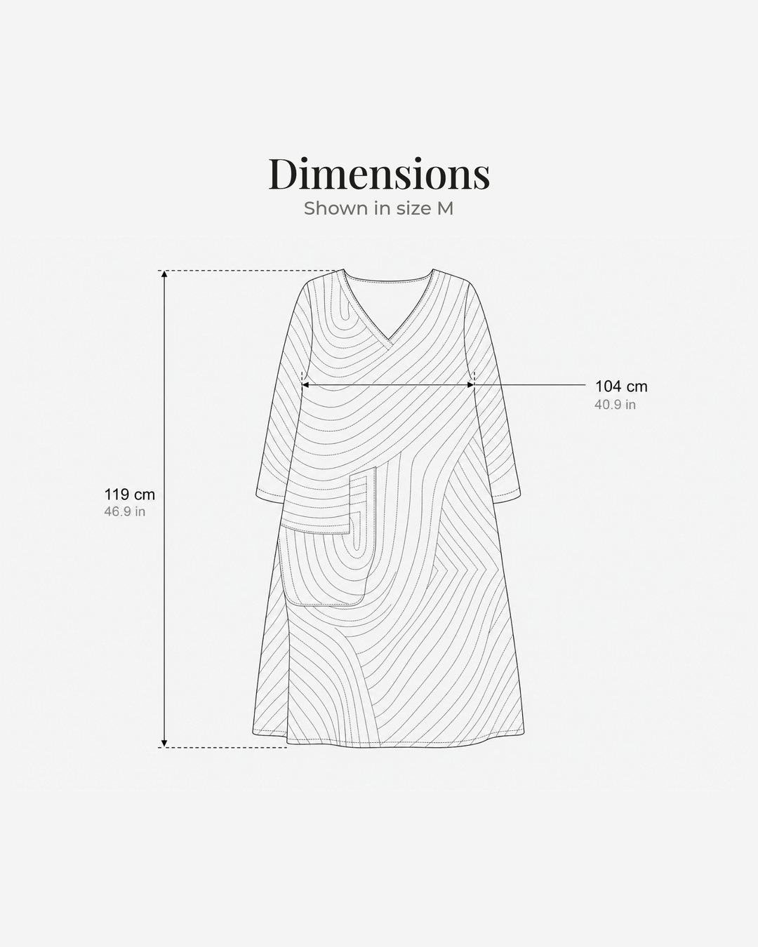 Love | Tummy-Skimming Wrap Dress dimensions drawing