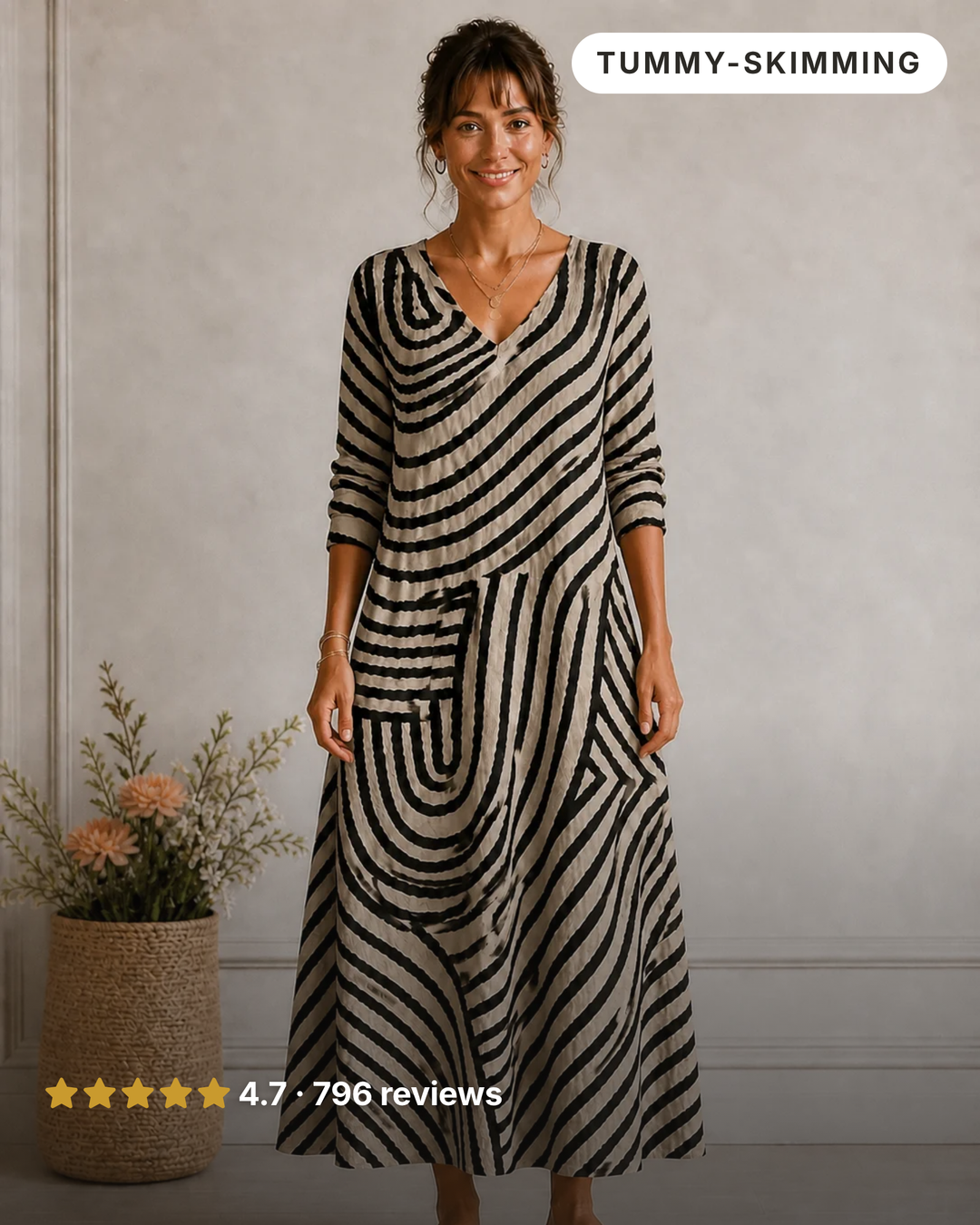 Love | Tummy-Skimming Wrap Dress in multicolour