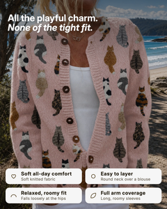 Lulu | Cat Print Button Cardigan benefits