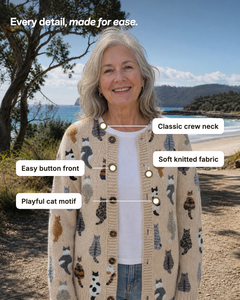 Lulu | Cat Print Button Cardigan details