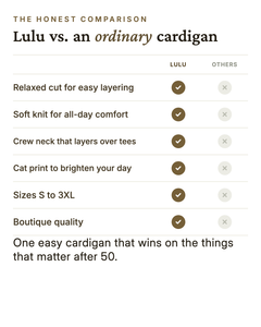 Lulu | Cat Print Button Cardigan versus an ordinary garment comparison