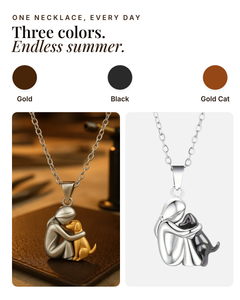 Lydia | Two-Tone Pendant Necklace available in 3 colours: gold, black, gold cat