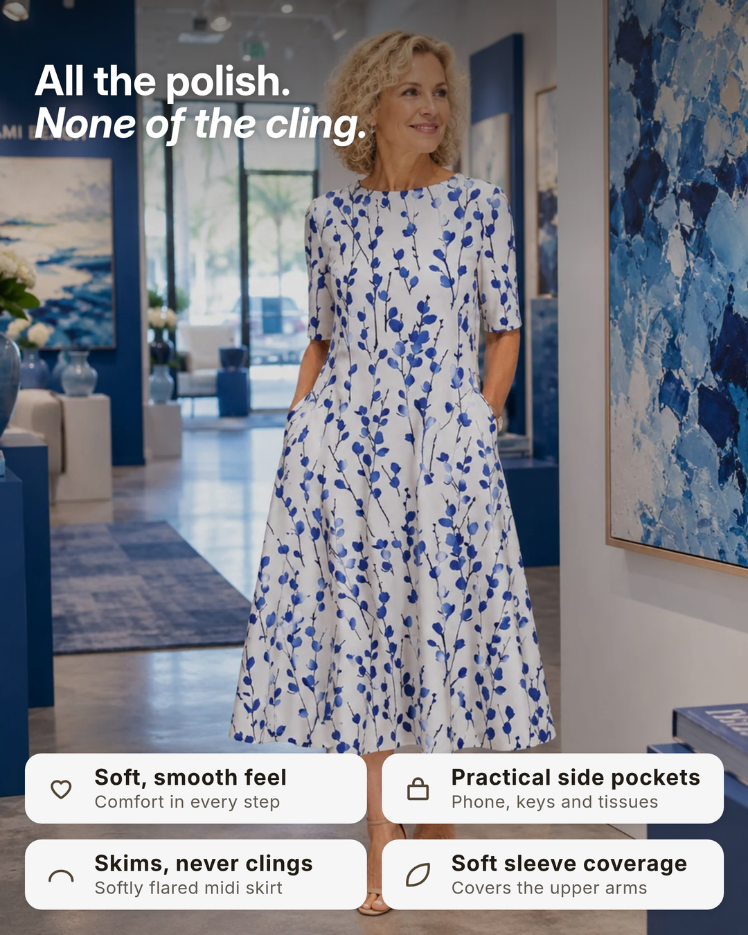 Marguerite | Floral Midi Dress with Pockets benefits