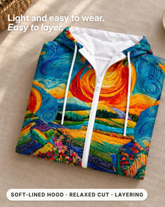 Maria-Grace | Radiant Sunburst Zip Hoodie fabric close-up