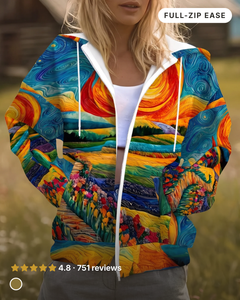 Maria-Grace | Radiant Sunburst Zip Hoodie in multicolour