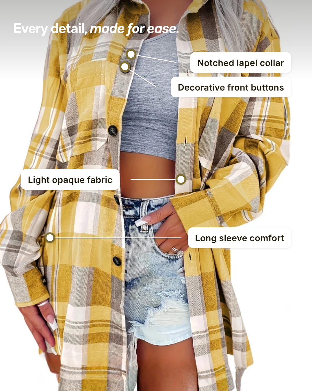 Marjolaine | Gingham Long-Sleeve Shirt details