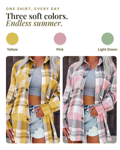 Marjolaine | Gingham Long-Sleeve Shirt available in 3 colours: yellow, pink, light green