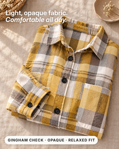 Marjolaine | Gingham Long-Sleeve Shirt fabric close-up