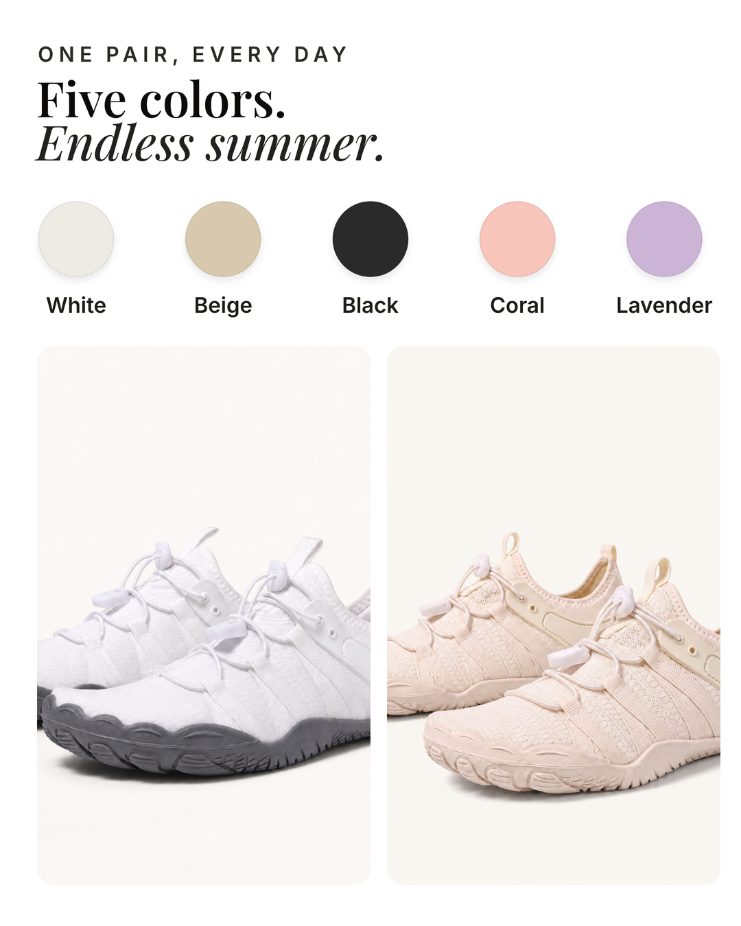 Matty | Zero-Drop Training Shoes available in 5 colours: white, beige, black, coral, lavender