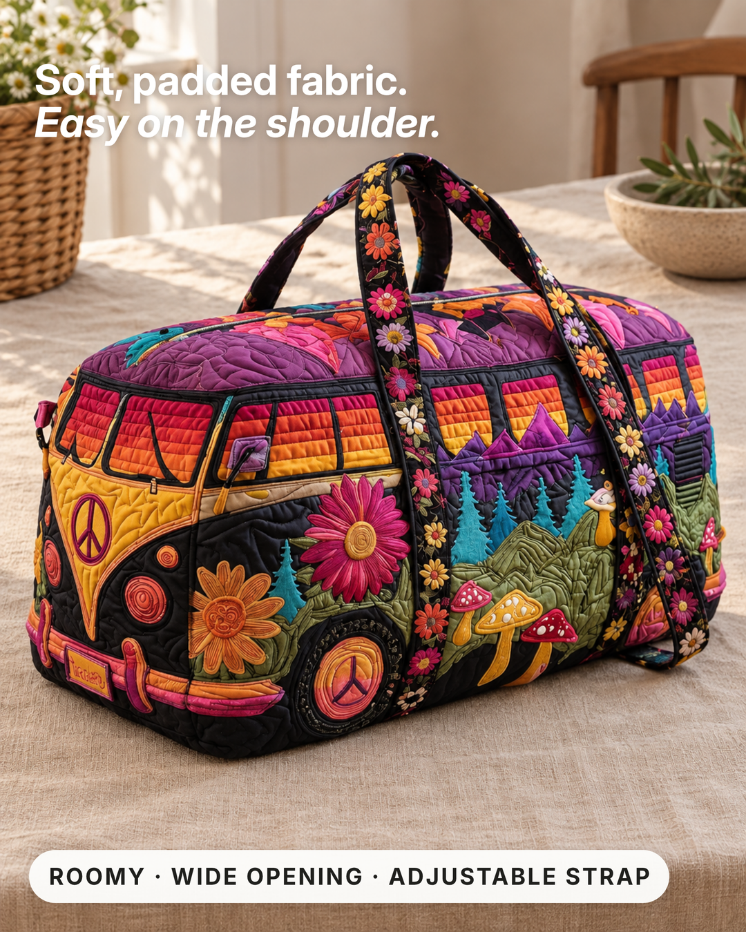 Maude | Quilted Travel Duffle Bag fabric close-up