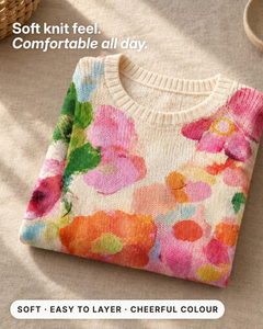 Merla | Tie-Dye Floral Knit Sweater fabric close-up