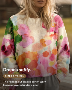 Merla | Tie-Dye Floral Knit Sweater fit and sizes