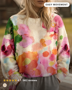 Merla | Tie-Dye Floral Knit Sweater in multicolour