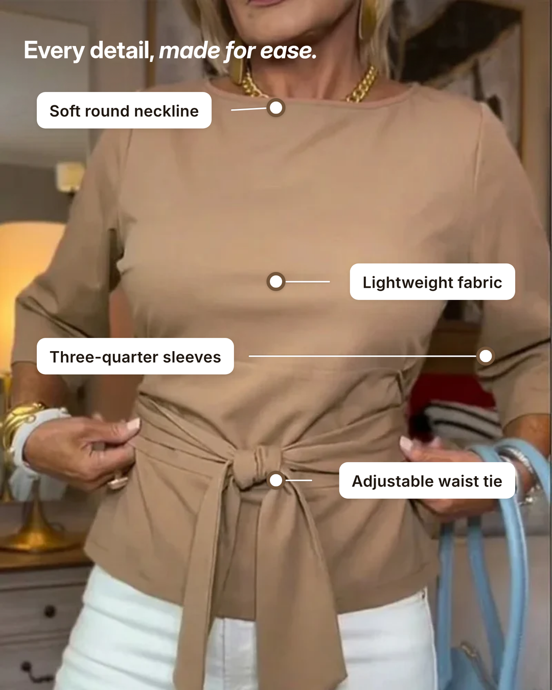 Modesty | Adjustable Tie-Waist Top details