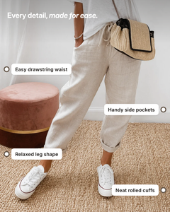 Mya | Relaxed Cotton-Linen Trouser details