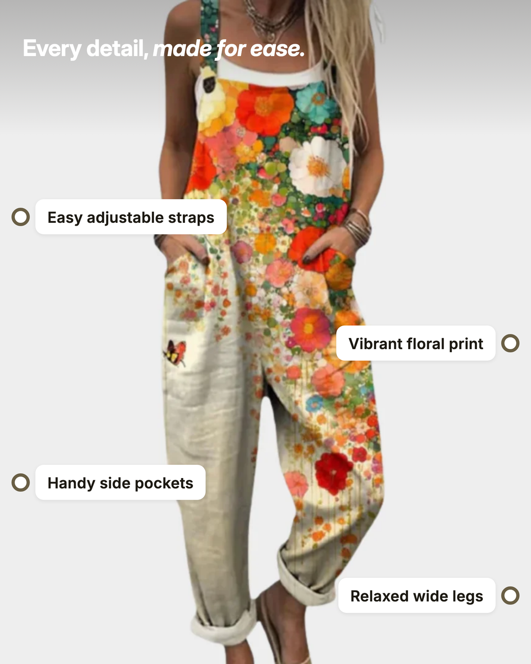 Narelle | Printed Wide-Leg Overalls details