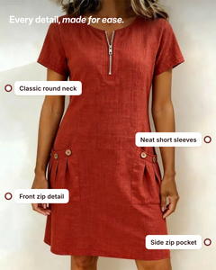 Noeleen | Cotton Zip-Pocket Dress details