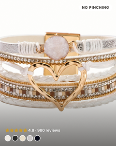 Nyla | Layered Heart Cuff Bracelet in white