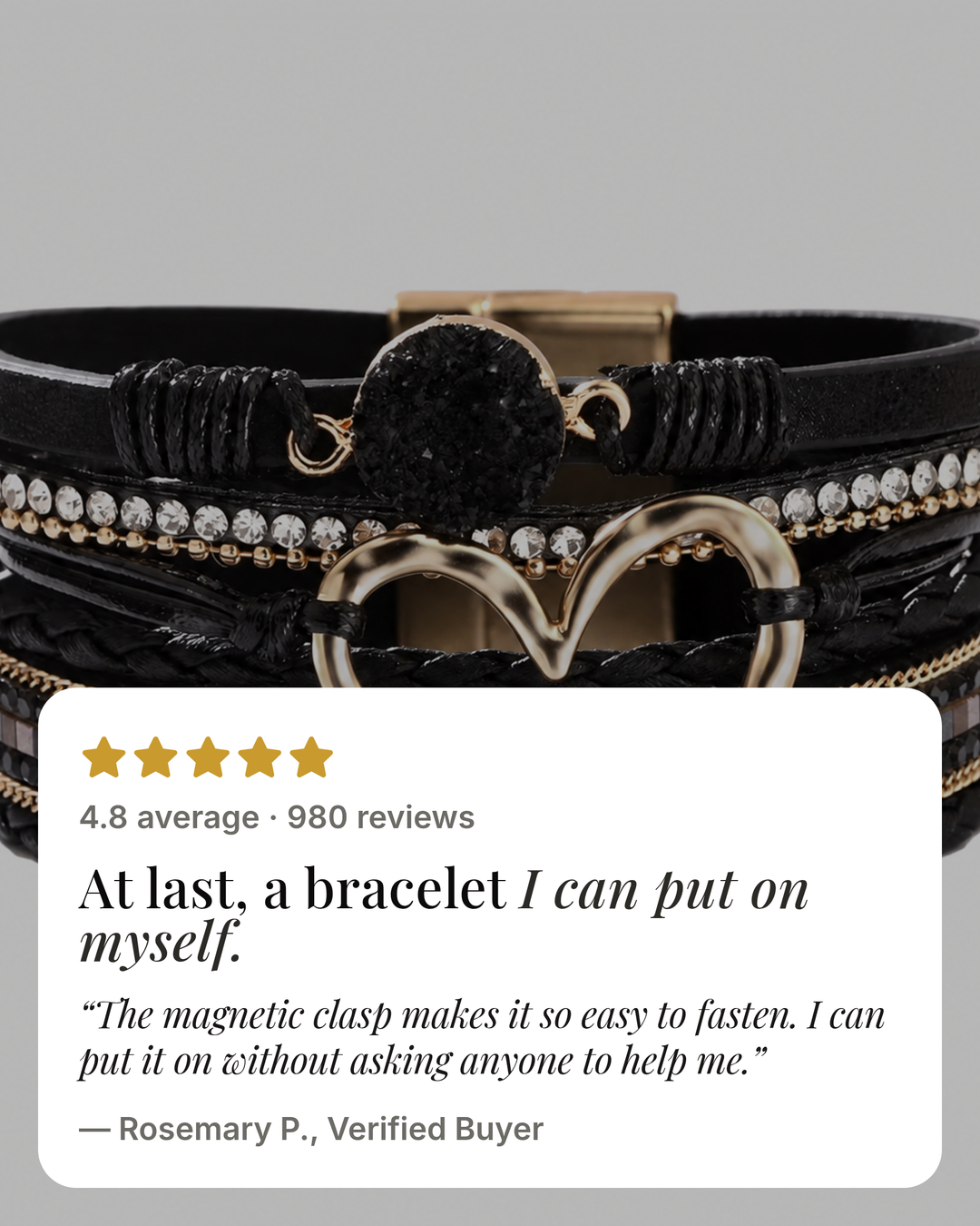 Nyla | Layered Heart Cuff Bracelet five star customer review