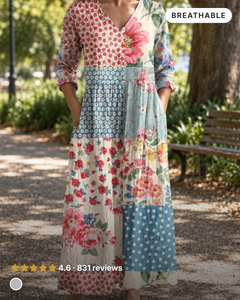 Olivia | Floral Summer Dress in patchwork