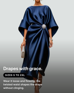 Olivia-Grace | Draped Satin Evening Dress fit and sizes