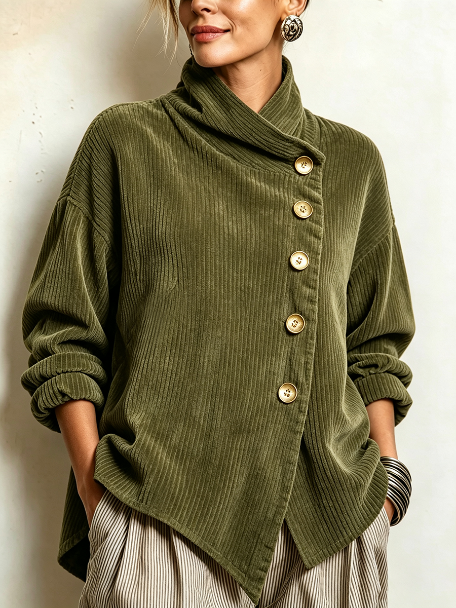 Gillian | Corduroy Wrap-Collar Overshirt