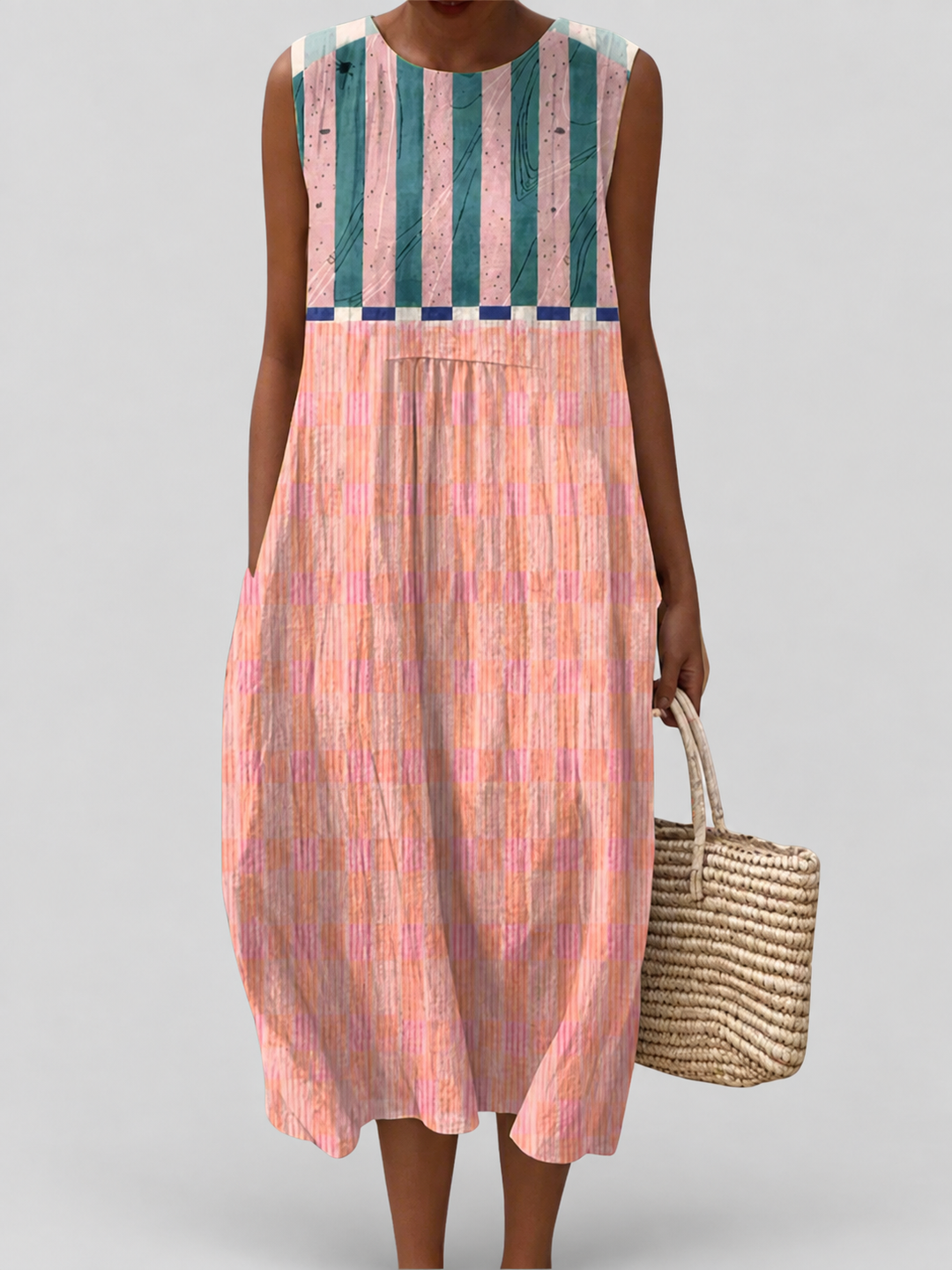 Dorota | Striped Pastel Midi Dress