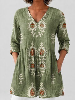 Mary-Jane | Flowing Long Blouse V-Neck