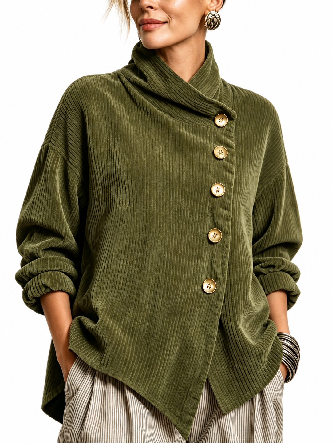 Gillian | Corduroy Wrap-Collar Overshirt