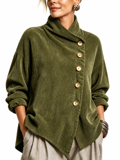 Gillian | Corduroy Wrap-Collar Overshirt