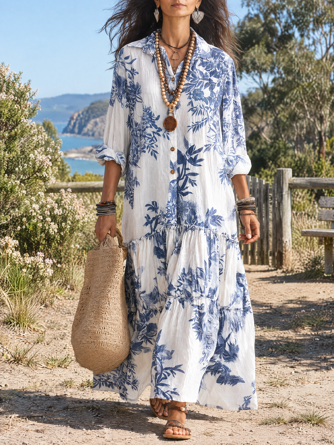 Berit | Blue Floral Maxi Dress